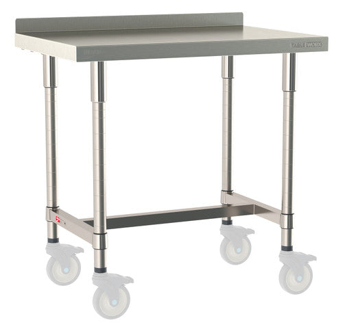 TableWorx Worktable, 36"W x 24"D, adjustable height, 2"H backsplash