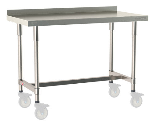 TableWorx Worktable, 48"W x 24"D, adjustable height, 2"H backsplash