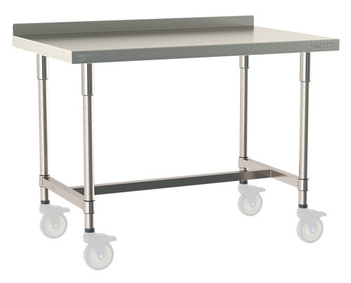 TableWorx Worktable, 48"W x 30"D, adjustable height, 2"H backsplash