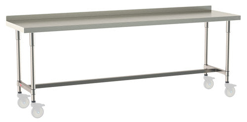 TableWorx Worktable, 96"W x 24"D, adjustable height, 2"H backsplash
