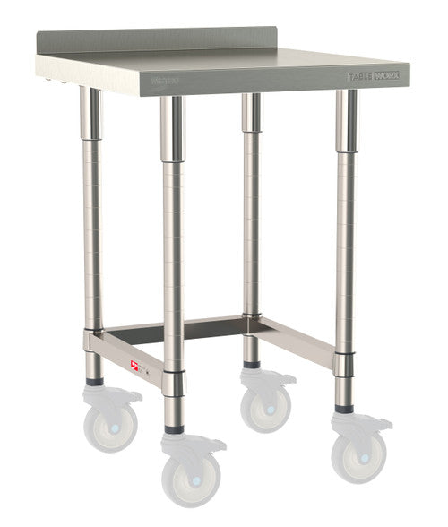 TableWorx Worktable, 24"W x 24"D, adjustable height, 2"H backsplash