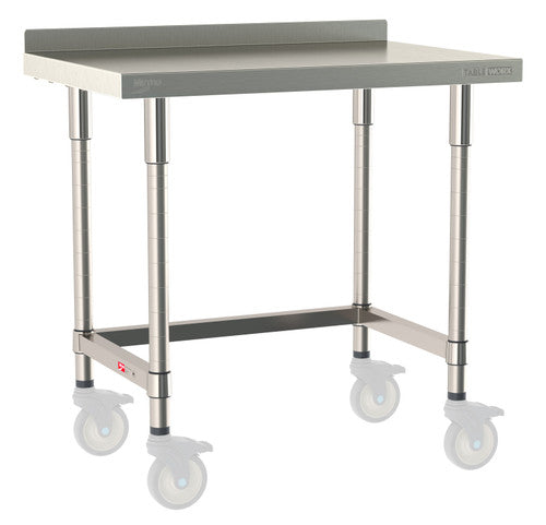 TableWorx Worktable, 36"W x 24"D, adjustable height, 2"H backsplash