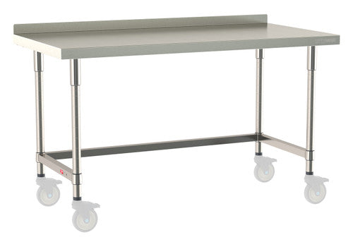TableWorx Worktable, 60"W x 30"D, adjustable height, 2"H backsplash