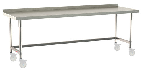 TableWorx Worktable, 96"W x 30"D, adjustable height, 2"H backsplash