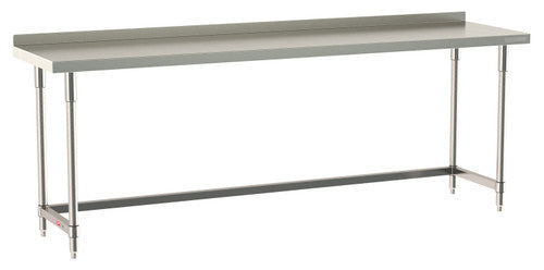TableWorx Worktable, 96"W x 24"D, adjustable height, 2"H backsplash