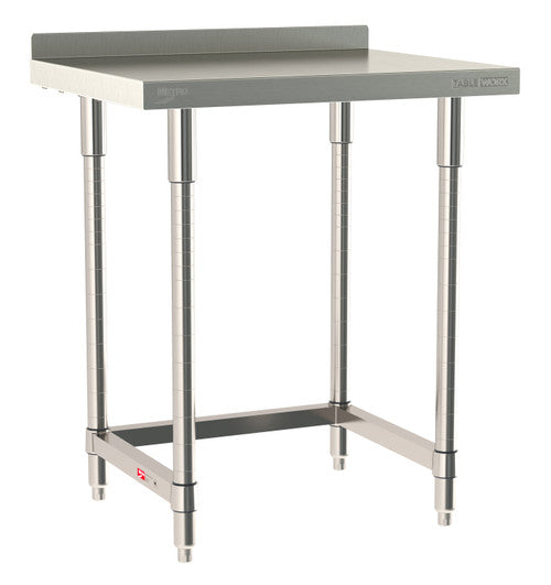 TableWorx Worktable, 30"W x 24"D, adjustable height, 2"H backsplash