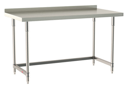 TableWorx Worktable, 60"W x 30"D, adjustable height, 2"H backsplash