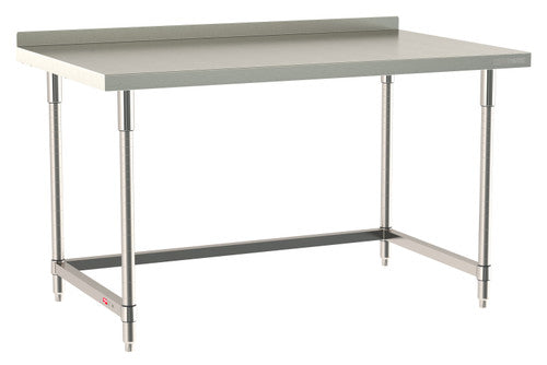 TableWorx Worktable, 60"W x 36"D, adjustable height, 2"H backsplash
