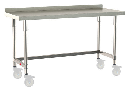 TableWorx Worktable, 60"W x 24"D, adjustable height, 2"H backsplash