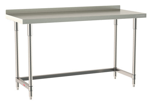 TableWorx Worktable, 60"W x 24"D, adjustable height, 2"H backsplash