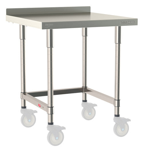 TableWorx Worktable, 30"W x 30"D, adjustable height, 2"H backsplash