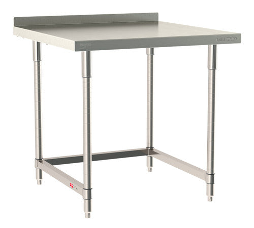 TableWorx Worktable, 36"W x 36"D, adjustable height, 2"H backsplash
