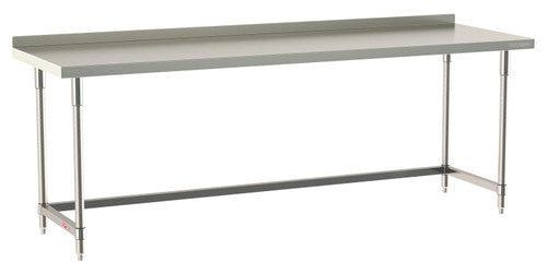 TableWorx Worktable, 96"W x 30"D, adjustable height, 2"H backsplash