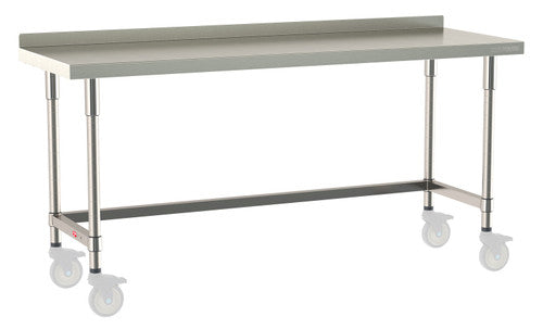 TableWorx Worktable, 72"W x 24"D, adjustable height, 2"H backsplash