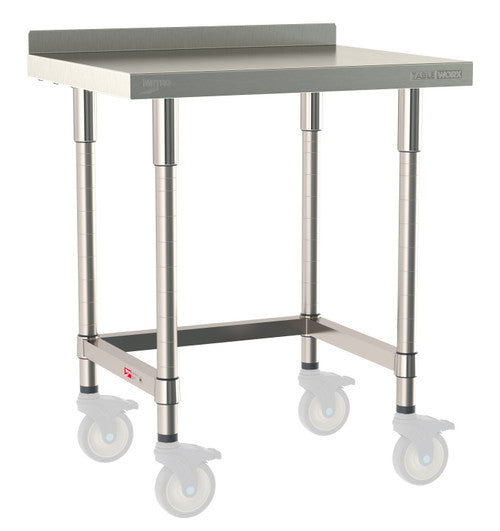 TableWorx Worktable, 30"W x 24"D, adjustable height, 2"H backsplash