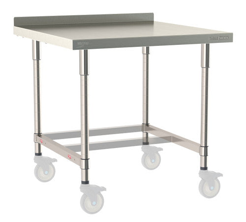 TableWorx Worktable, 36"W x 36"D, adjustable height, 2"H backsplash