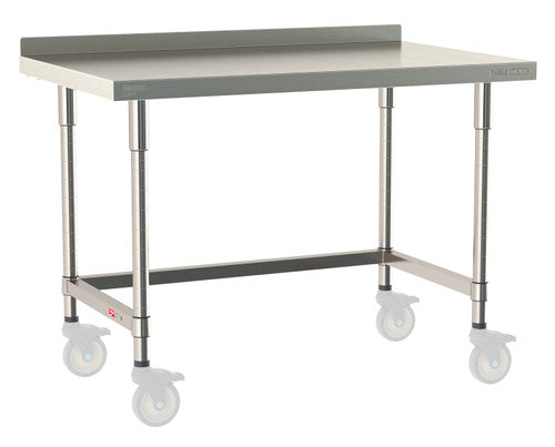 TableWorx Worktable, 48"W x 30"D, adjustable height, 2"H backsplash