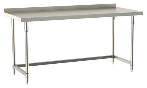 TableWorx Worktable, 72"W x 30"D, adjustable height, 2"H backsplash