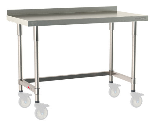TableWorx Worktable, 48"W x 24"D, adjustable height, 2"H backsplash