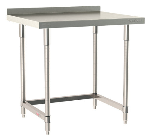 TableWorx Worktable, 36"W x 30"D, adjustable height, 2"H backsplash