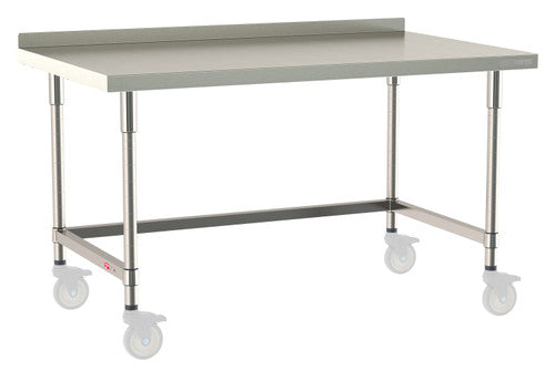 TableWorx Worktable, 60"W x 36"D, adjustable height, 2"H backsplash
