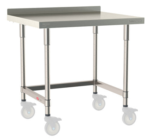 TableWorx Worktable, 36"W x 30"D, adjustable height, 2"H backsplash