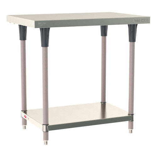 TableWorx Worktable, 36"W x 24"D, adjustable height, undershelf, epoxy coated legs