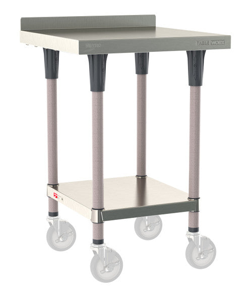 TableWorx Worktable, 24"W x 24"D, adjustable height, undershelf, 2"H backsplash, epoxy coated legs
