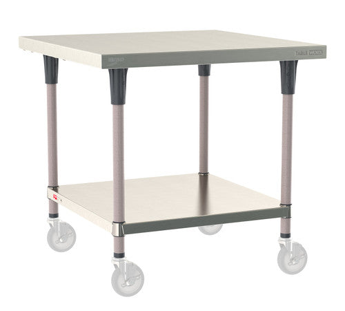 TableWorx Worktable, 36"W x 36"D, adjustable height, undershelf, epoxy coated legs