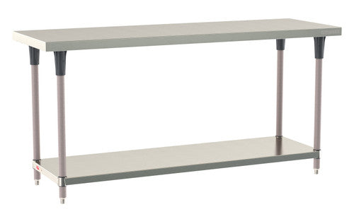 TableWorx Worktable, 72"W x 24"D, adjustable height, undershelf, epoxy coated legs