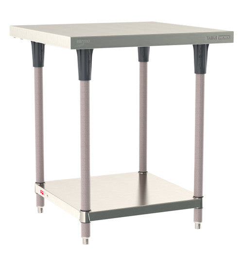 TableWorx Worktable, 30"W x 30"D, adjustable height, undershelf, epoxy coated legs
