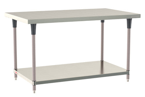 TableWorx Worktable, 60"W x 36"D, adjustable height, undershelf, epoxy coated legs