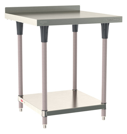 TableWorx Worktable, 30"W x 30"D, adjustable height, undershelf, 2"H backsplash, epoxy coated legs