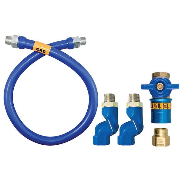 3/4"D Blue Hose™ Moveable Gas Connector Hose Assembly 48"L, Stainless Steel Braid, Safety Quik® QDV, 2 Swivel MAX®, 160,000 BTU/hr