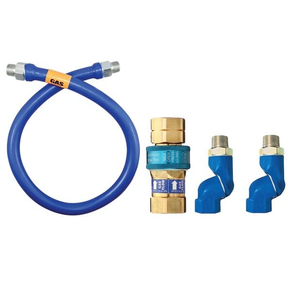 1/2"D Blue Hose™ Moveable Gas Connector Hose Assembly 60"L, Stainless Steel Braid, SnapFast® QD, 2 Swivel MAX®, 54,000 BTU/hr