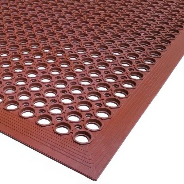 VIP TopDek Senior 3' x 9'-10" Red Heavy-Duty Rubber Anti-Fatigue Floor Mat - 1/2" Thick