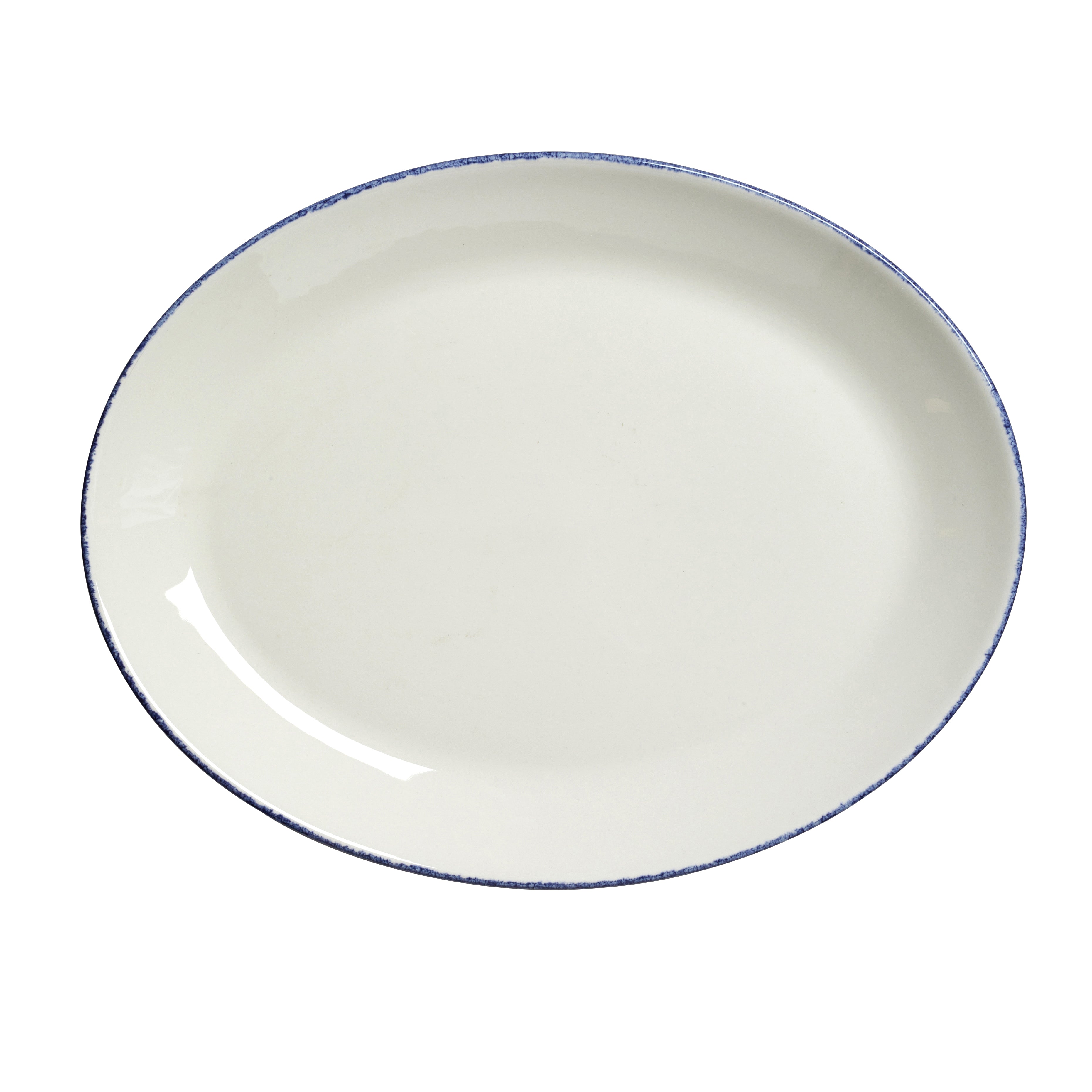 Oval Coupe Platter L 12.0" W 9.375" Blue Dapple