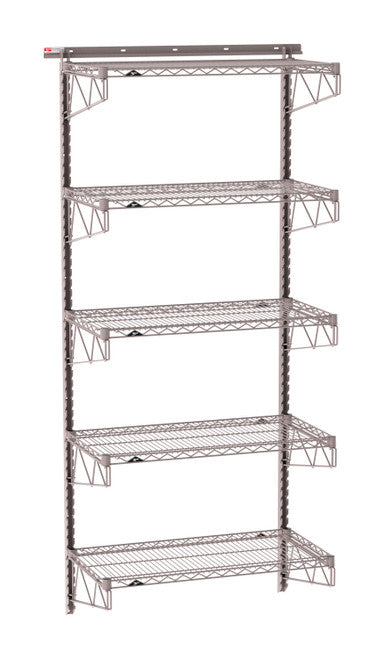 SW-1836K4-85-5TIER - SmartWall Tall Wall Shelving Kit - Metroseal Gray