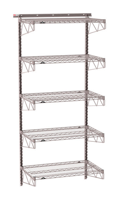 SW-2136K4-85-5TIER - SmartWall Tall Wall Shelving Kit - Metroseal Gray