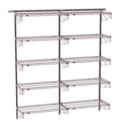 SW-1872K4-85-5TIER - SmartWall Tall Wall Shelving Kit - Metroseal Gray