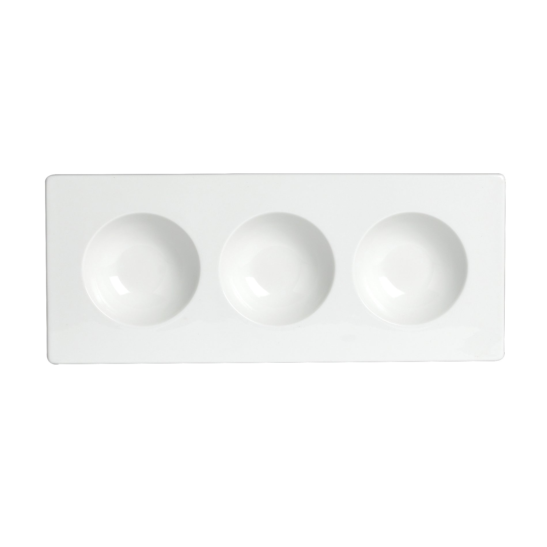 Three Well Sorbet Dish L 12.125" W 5.0" (2.0 Oz) Patra