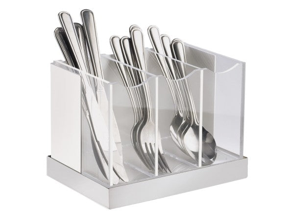 3-Bin Clear Acrylic Luxe Flatware Holder
