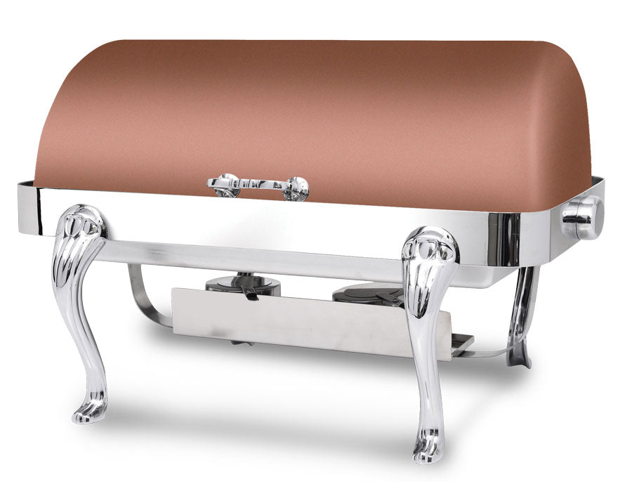 Queen Anne 8 Quart Rectangular Chafing Dish w/ Roll Top Cover, XYLO Copper Finish