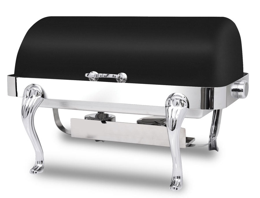 Queen Anne 8 Quart Rectangular Chafing Dish w/ Roll Top Cover, XYLO Black Finish