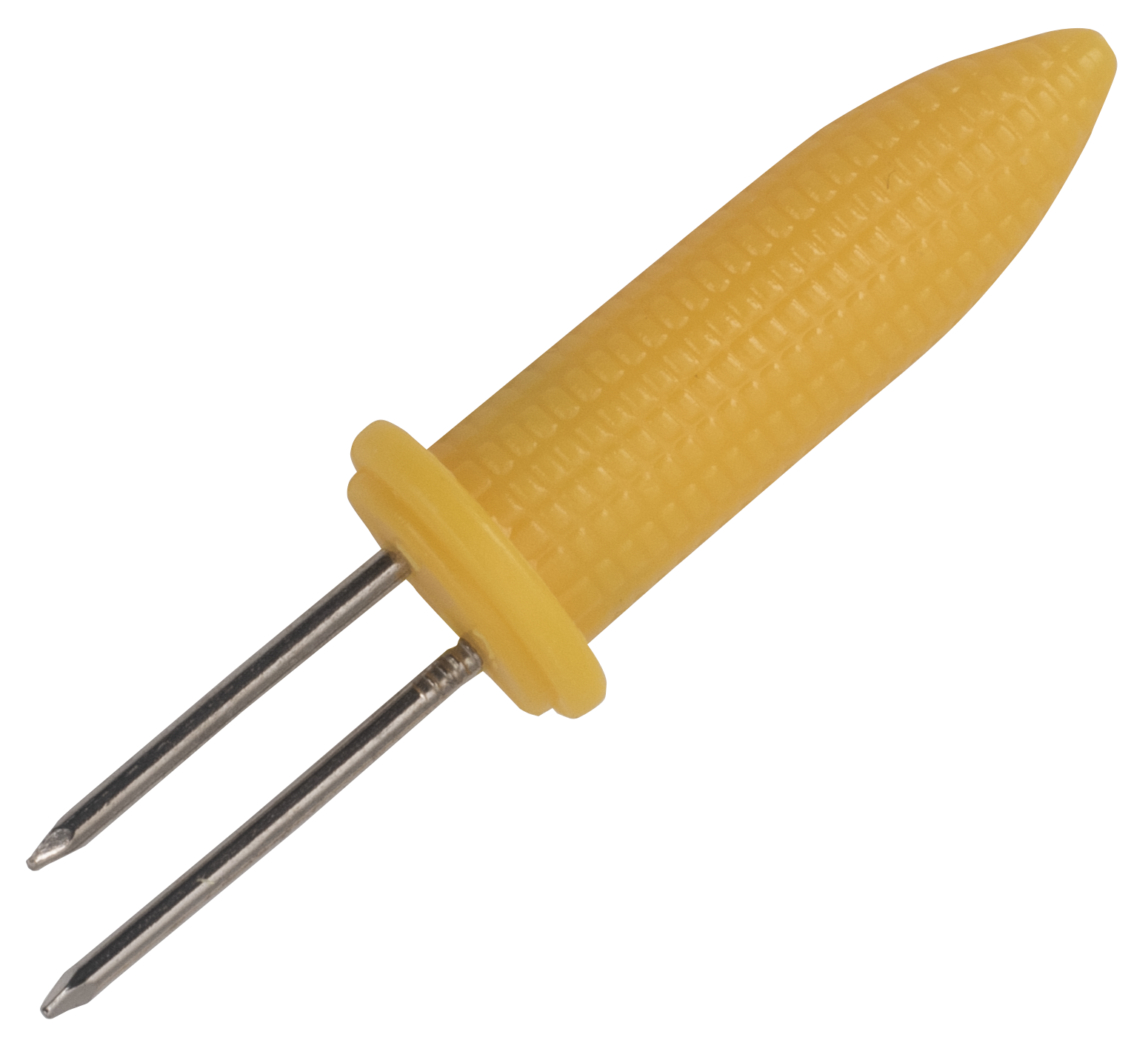 Corn Holder, Stainless Steel Metal Prongs, Yellow Handles