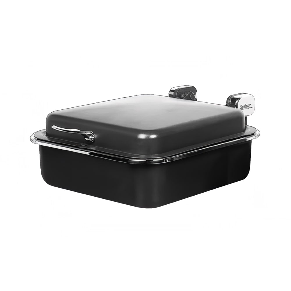Seasons 2/3 Rectangular Titanium Stainless Steel Induction Chafer with Black Pearl Accents