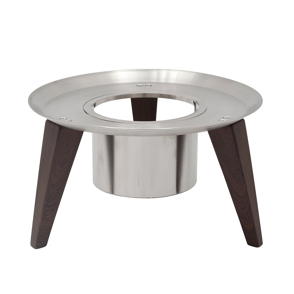 Skyra Wynwood 12-1/2" Round Chafer Stand, Brushed Stainless Steel with Wood Legs