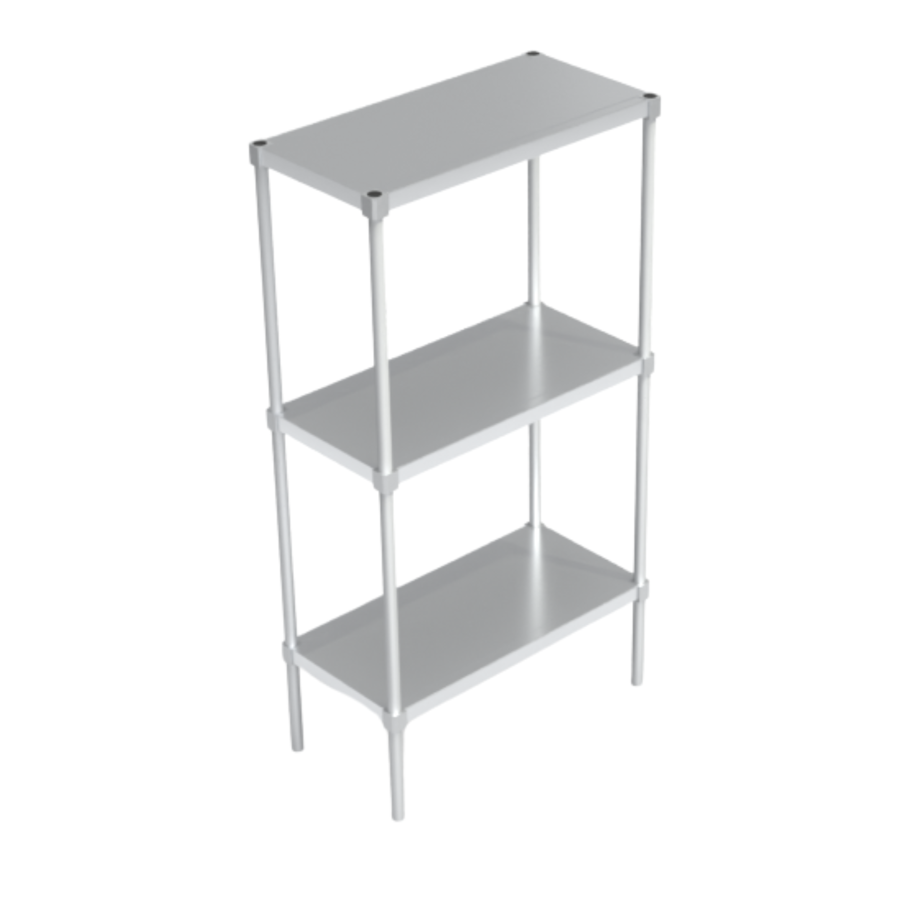 3-Tier Standard Adjustable (Modular) Aluminum Shelving Unit With Solid Shelves With Marine Edge (Shelving Kit/Complete Shelving Unit) - 18"W x 68.25"H x 36"L
