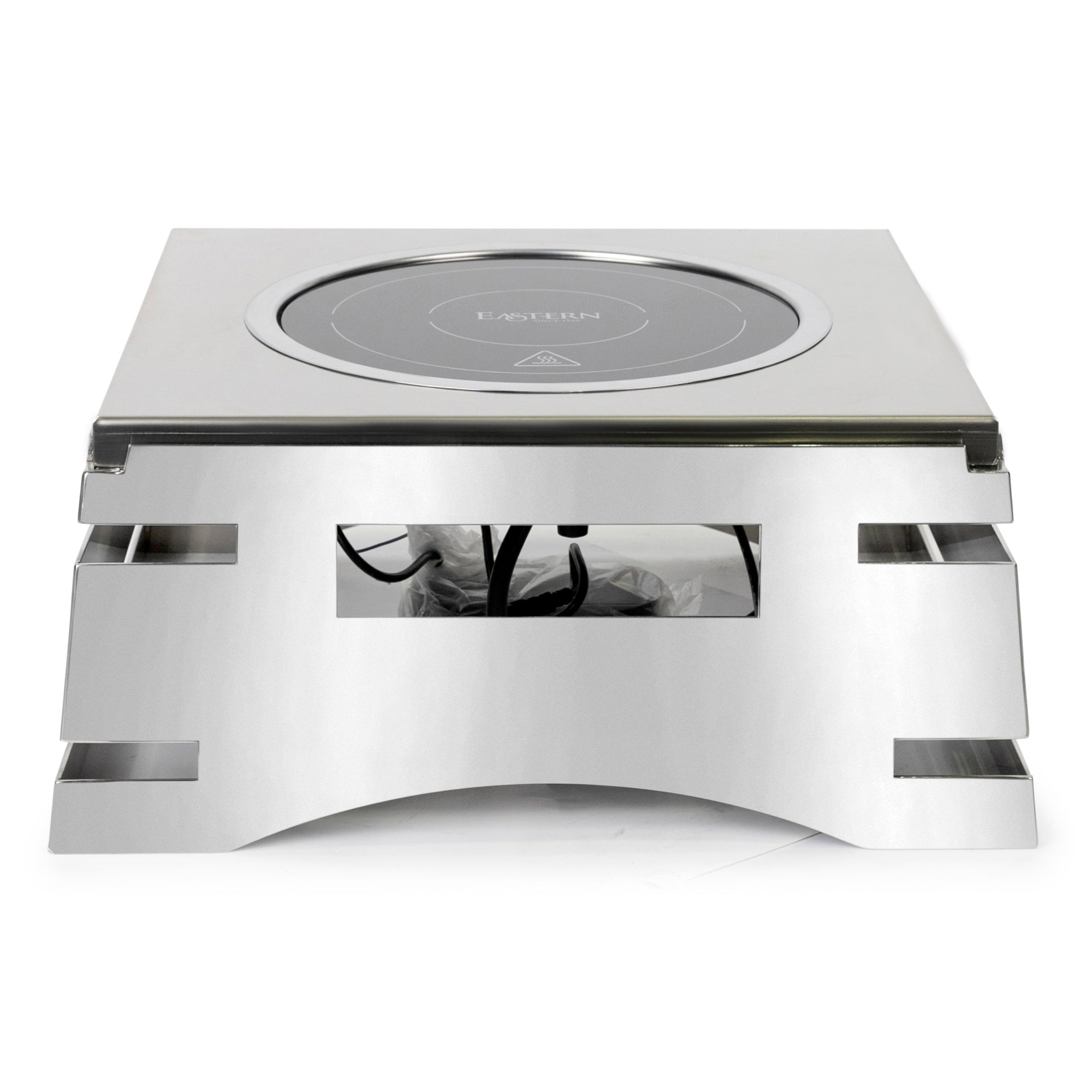 All-in-One REVO Chafer Stand, square, 17”W x 16”D x 7”H, includes adaptor & 600W induction model #801IND, 18/10 stainless steel polished frame, hinged chafer, carving board, grill, & griddle capabilities