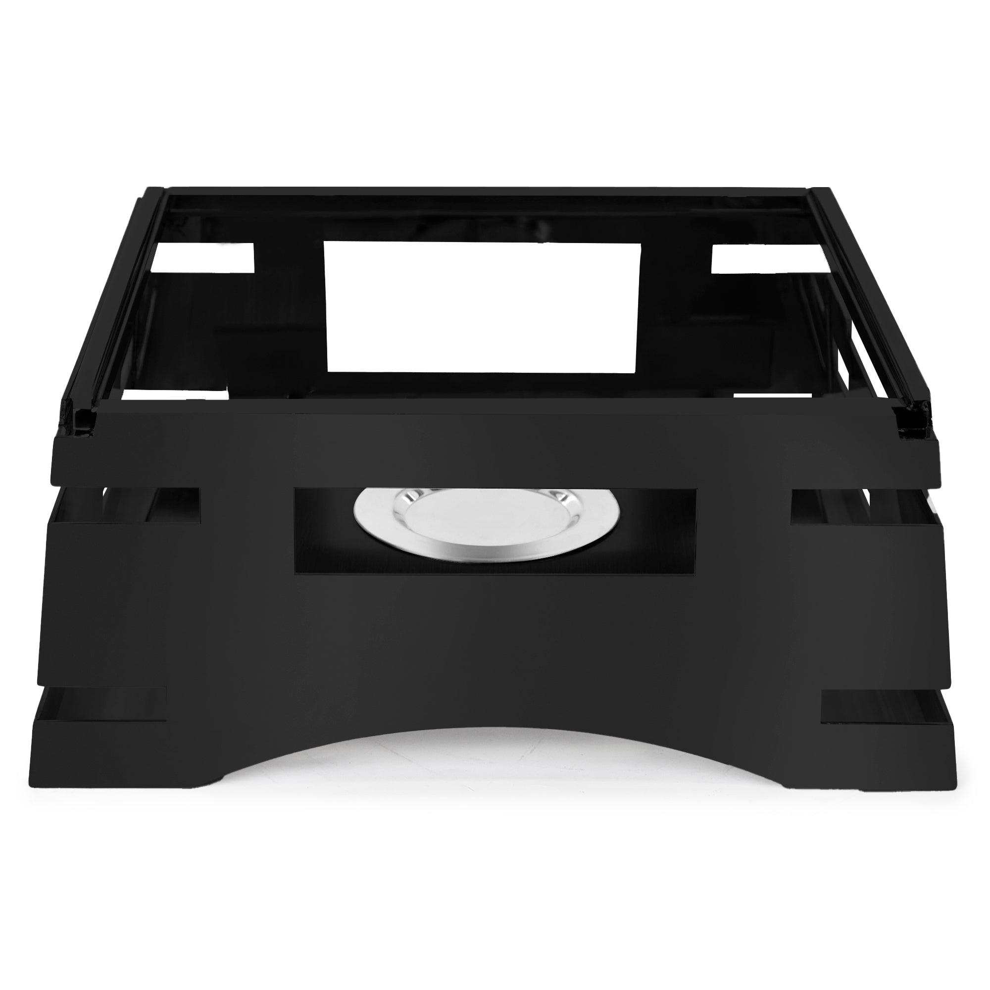 All-in-One REVO Chafer Stand, square, 17”W x 16”D x 7”H, includes hook-on sterno shelf, 18/10 stainless steel, coated black finish
